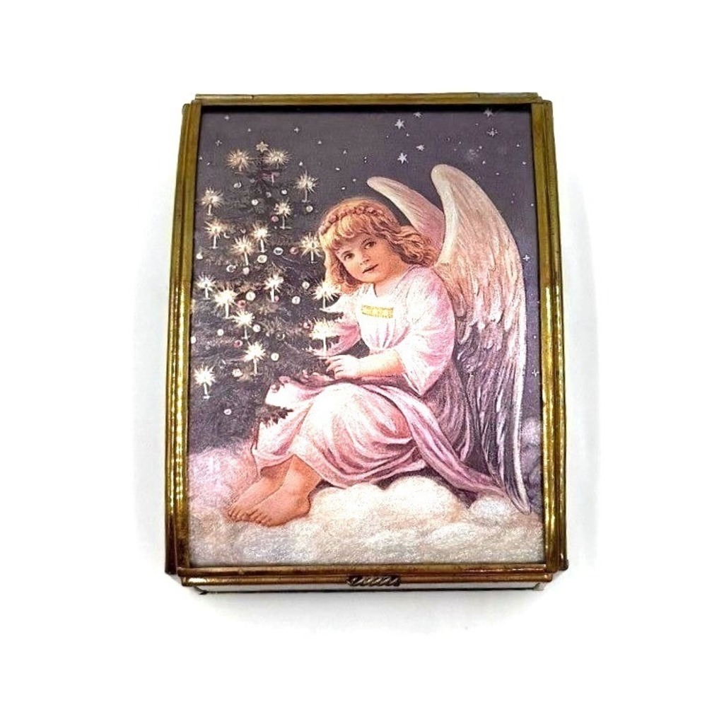 Via Vermont Stained Glass Music/Trinket Box Plays "Angels We Have Heard On High"